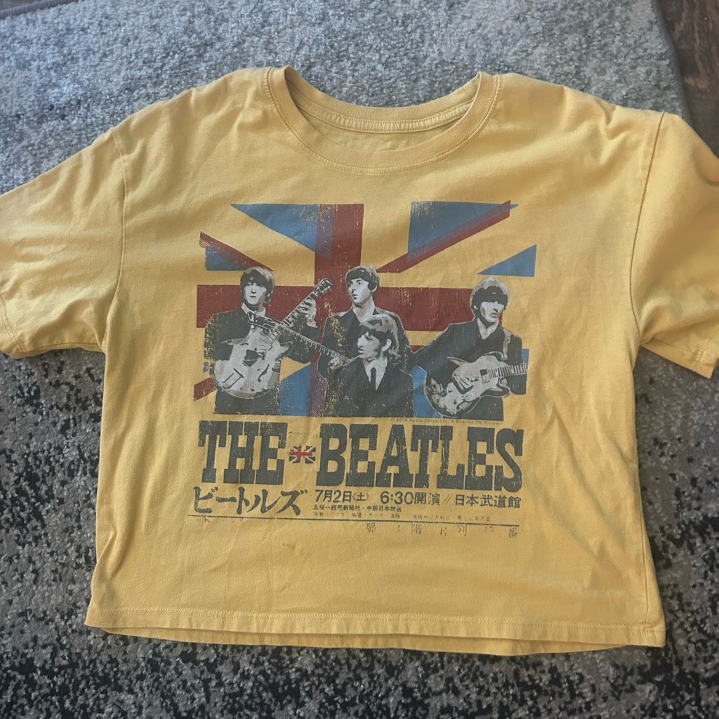 The Beatles Concert Cropped Vintage Style TShirt The Beatles Concert Cropped Vintage Style TShirt
